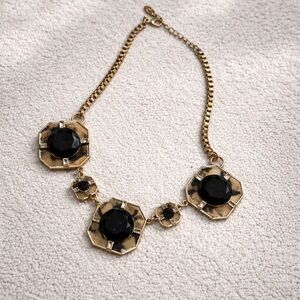 Ann Taylor Black Beveled Stones Necklace